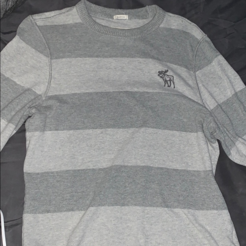 Mens XL Abercrombie Long Sleeve Grey Striped Shirt